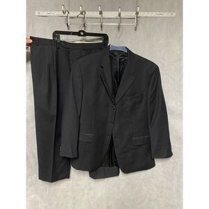 Ralph Lauren Suit Men 44R Gray Striped 3 Button Wool Office 36X26.5 Pants Luxury